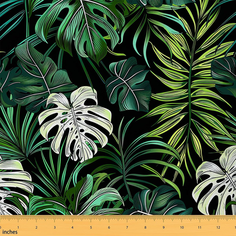 Palm Leaf Decorative Fabric by the Yard Green Leaves Tropical Plants Indoor
