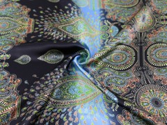 By Yard Dress Material Charmeuse Ethnic Paisley Patchwork Satin Fabric Printed
