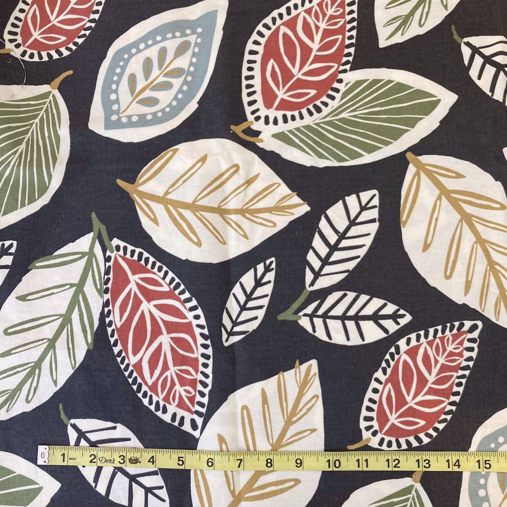 Covington Home Decorator Fabric, 1 Yard, 36 X 57, Large Scale Leaf Motif On Gray