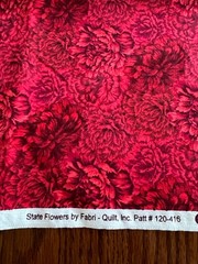State Flowers by Fabri Quilt Red Floral Quilting Fabric Washed 35 Inches Long