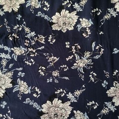 Ivory, Blush Pink Floral on Navy Cotton Jersey Knit – OEKO-TEX 1.89 YD PIECE