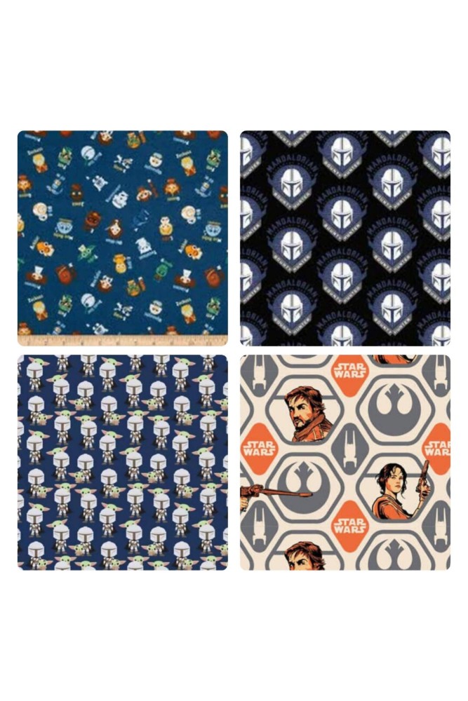 4 Fat Quarters – Assorted Star Wars Flannel Fat Quarter Bundle (Single Bundle)
