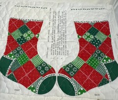 Vintage Spring Mills 2 Christmas Stocking Cut Sew Quilt Fabric Panel 4640