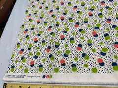 Connecting Threads 2019 Print w Red-Pink Blue Green Dots on Fabric 19″ x 43″