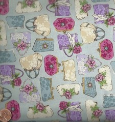 Glamour retro purses handbags ladies fashion blue Makower fabric
