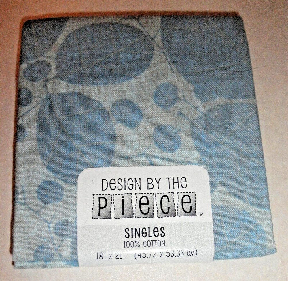 Design by the Piece Blue On Blue Leaves Fat Quarter 100% Cotton, FREE SHIPPING
