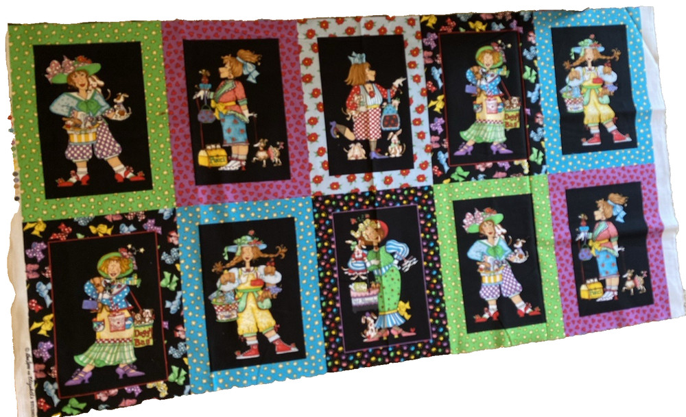 Alma Lynn Elizabeth’s Studios Cotton Fabric 23” x 44″ Panel Dogs