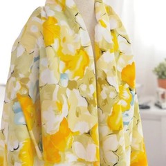 55” By Yards Yellow Flower Rayon Fabric Soft Viscose Material For Dress Shirt