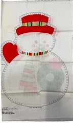 Vintage Cut & Sew Fabric Panel Pillow Winter Holiday Snowman Spring Mills