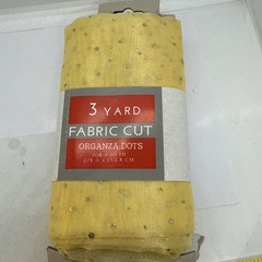 Shason 3 Yard Organza Fabric Cut 108 x 60 Yellow w Iridescent Dots