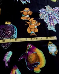 VTG Brigh Multicolored Tropical Fish on Black by Springs Industries BTHY