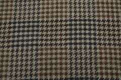 Byron Bark Brown Charcoal Tan Chenille Houndstooth Plaid Check Upholstery Fabric