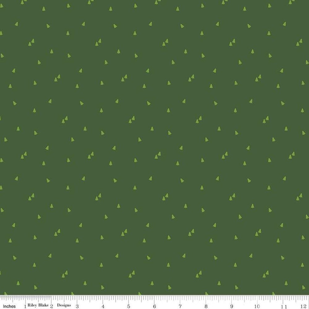 1/4 Yard 9×42 Riley Blake “Seasonal Basics” Trees Green Christmas Quilt Cotton