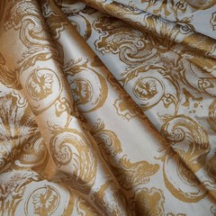 Shantung Silk Taffeta Silk Dupioni Fabric Caramel Gold Classical Damask By Yard