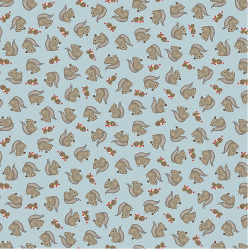 Studio E Snowman’s Dream Tossed Squirrels Multi Cotton Fabric By The Yard