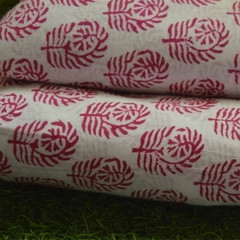White & Pink Hand Block 10 Yard Fabric 100%Cotton NO TARRIF CHARGES 100%✅ KK16