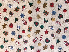 Multi-colored Small Figures on Light Tan Background Seasonal Print Fabric –