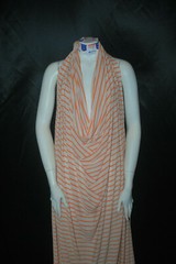 Linen Cotton Rayon Knit Jersey fabric 3/16″ Orange 1/2″ Natural Oatmeal Stripes