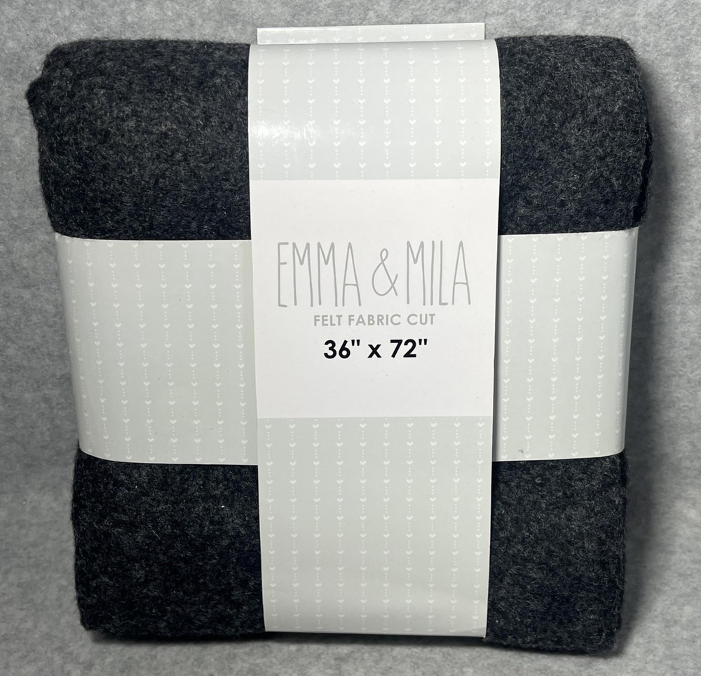 Emma & Mila Felt Fabric Cut Charcoal Gray 36″x72″ Polyester Craft Yard Sheet NEW