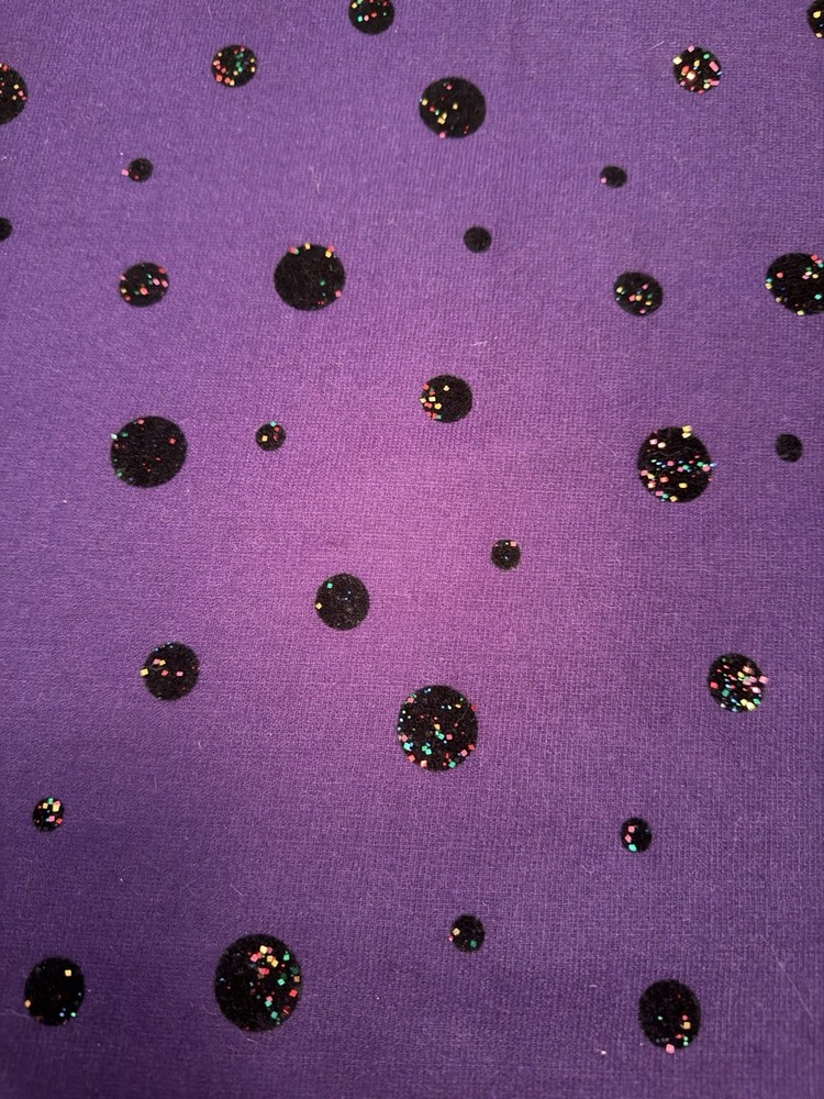 Super Quality Worsted Wool Fabric. Deep Purple With Glitter Polka Dots 5.11 yds