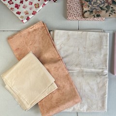 Quilt Fabric Lot of Pinks/Peach Tones 1 lb 4oz Different Size Pieces Cottons