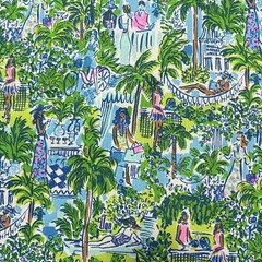 Lilly Pulitzer Dobby Cotton Fabric Sprout Green Lilly On Holiday 18″ x 57″