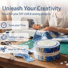 Blue Jelly Roll Fabric PreCut Cotton Strips Quilting 2.5×45″ 40 Pcs Floral