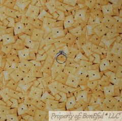 BonEful FABRIC FQ Cotton Quilt Orange Cheese Cracker Bread Kitchen 1st Communion