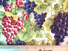 2 Yards 19 Inches Grapes Red And Purple On Vine, 100% Cotton Fabric 44 Inches