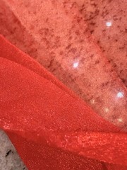 Red Shimmer Sheer Organza Fabric 5 2/3 Yards x 44” Wedding Event Decor
