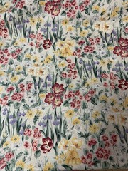 Vtg Floral Fabric By Fashion Ave For Fabri-Quilt Maroon Yellow Green Cream BTHY