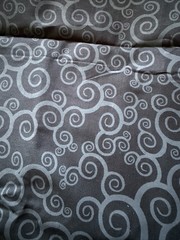 Gray & Black Swirls Scroll Pattern Fabric with Light Gray Swirl Design