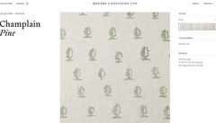 Rogers & Goffigon CHAMPLAIN — PINE Green 100% Linen Print Fabric LARGE REMNANT