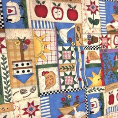 Country At Heart Patchwork Apple Cotton Fabric Leslie Beck Cranston -by 1/2 YARD
