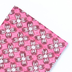 Pink Floral Hand Block Print Fabric 2.5 Yard 100% Cotton Boho Sewing Material