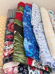Quilting Cotton Fabric Scraps Lot 4.4 lb + Large Cuts Mixed Prints Solids
