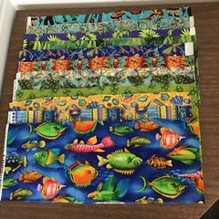 9×44” quarter yard bundle 12 Pieces 100% Cotton Florals Checks Solid Tropical