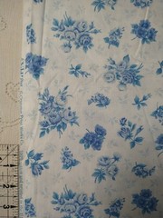 VTG Cranston Print Works Cotton Fabric Blue White Floral Roses BTFQ 18×22″ READ