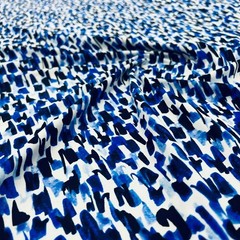 Abstract Watercolor Blue print Nylon Spandex Fabric Stretch by the Yard Swimwear