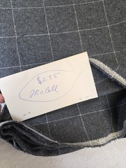 Vtg BRITEX Fabric Wool? Gray White Windowpane 2 Yards 58″ Wide