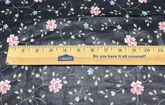 Vintage Glazed Cotton Chintz Black Small Floral 5th Avenue Designs BT Half Y #22