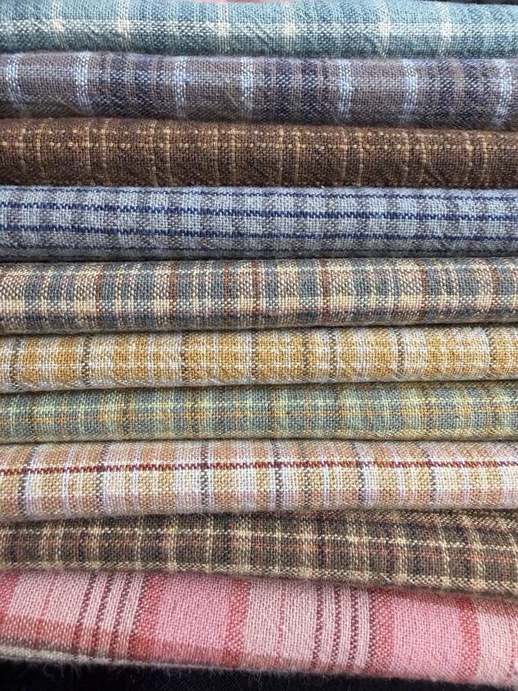 10 pcs Rustic Yarn Dyed Cotton Stripe Gingham Fabric 14” x 21” Sewing Craft