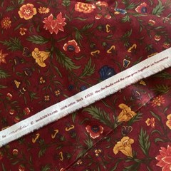 2 YD Jacobean Floral Fabric Thistle Farm Moda Cotton Print Wine Red