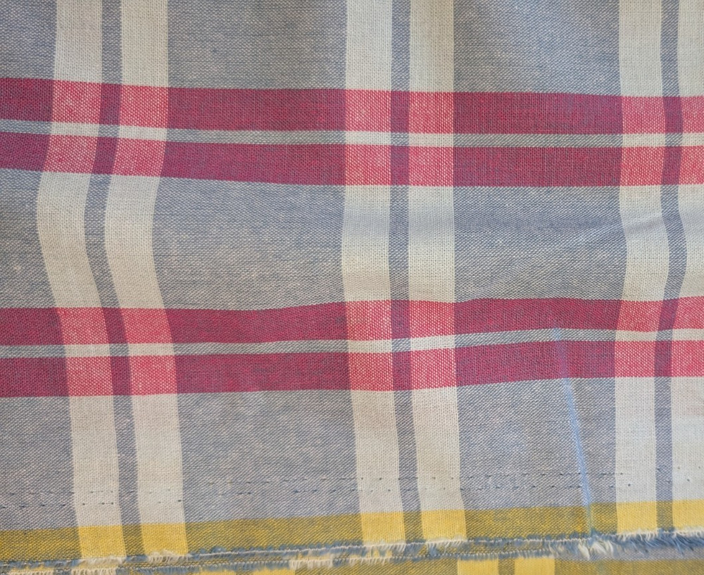 Cotton Blend Lightweight Pink and Blue Large Plaid Fabric 96″L X 60″W Pc