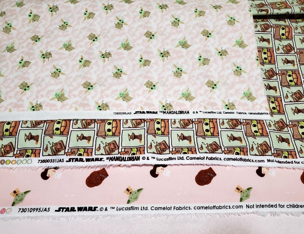 4.3 Yds Disney Star Wars Mandalorian Fabric Bundle Camelot Grogu Chibi Rare