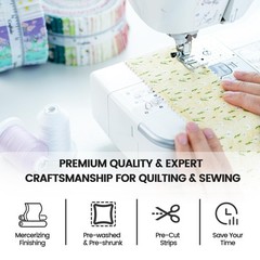 40 PCS 100% Cotton Jelly Roll Fabric Precut Strips 2.5×44 Inch Cottage Bloom