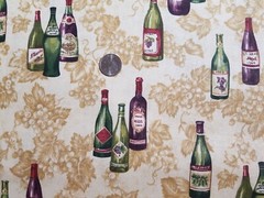 VTG ~ WINE BOTTLES &GRAPES Fabric ~ VIP Cranston ~ cotton ~ NEW ~ BTHY BTY