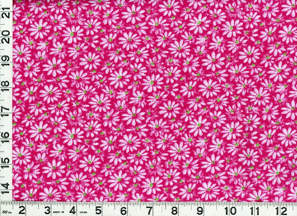 Light Pink Daisies w/ Green Centers on Pink Quilting Sewing Fabric by Yard #1099