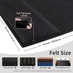 Black Fabric Sheet 72″ X 36″, 1.4mm Thick Large Soft Durable Flexible Craft F…