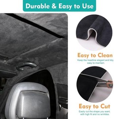 Versatile 96×60 Dark Black Micro-Fiber Headliner for Cars, RVs, and DIY Projects